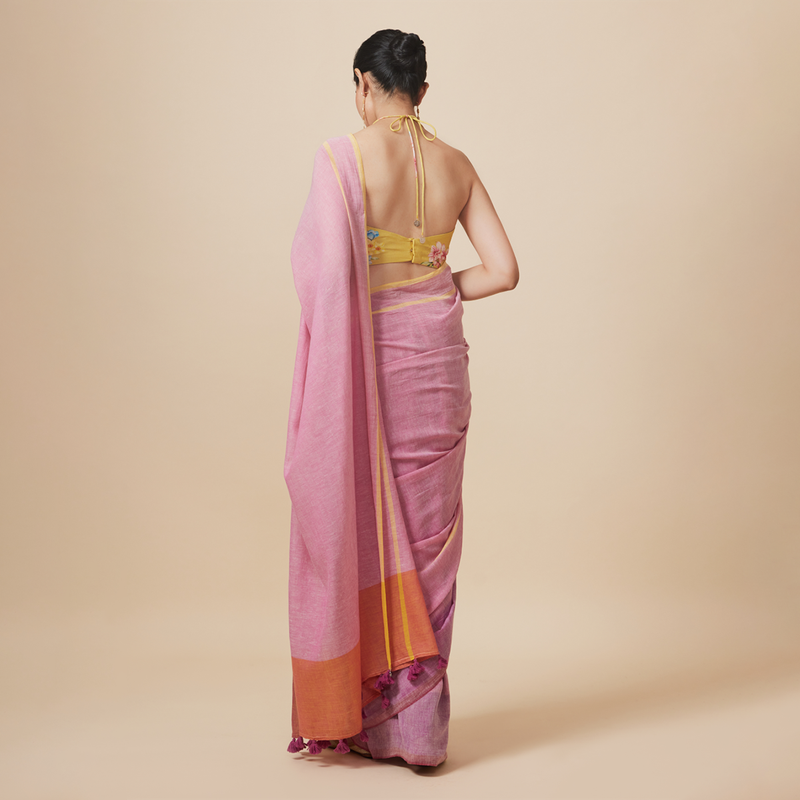 Cotton Solid Saree with Blouse | Pink & Purple、mySite、camillekostekn