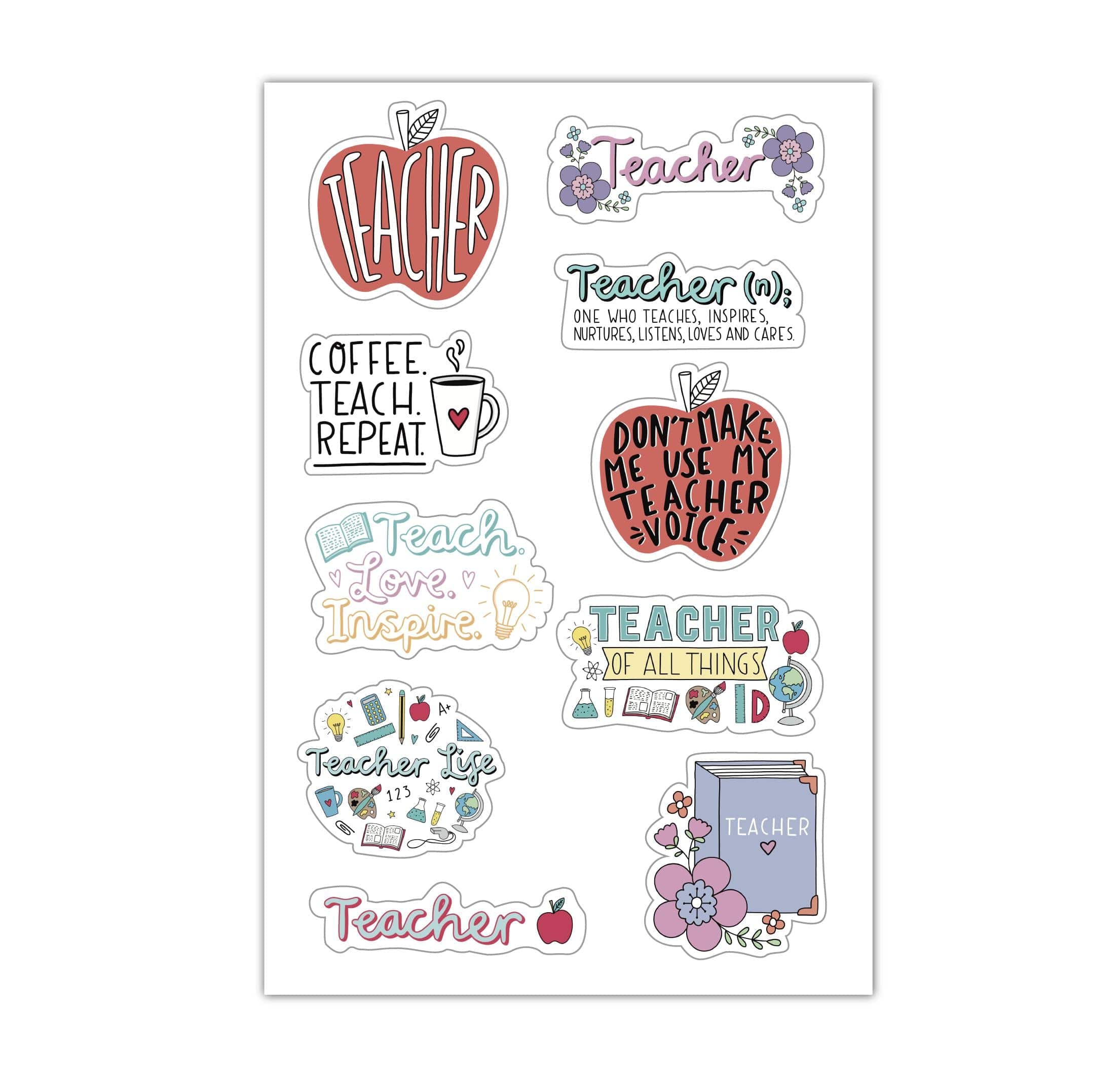  Sheet of Mini Stickers - Teacher - 10 Designs、mySite、elrpsem3k