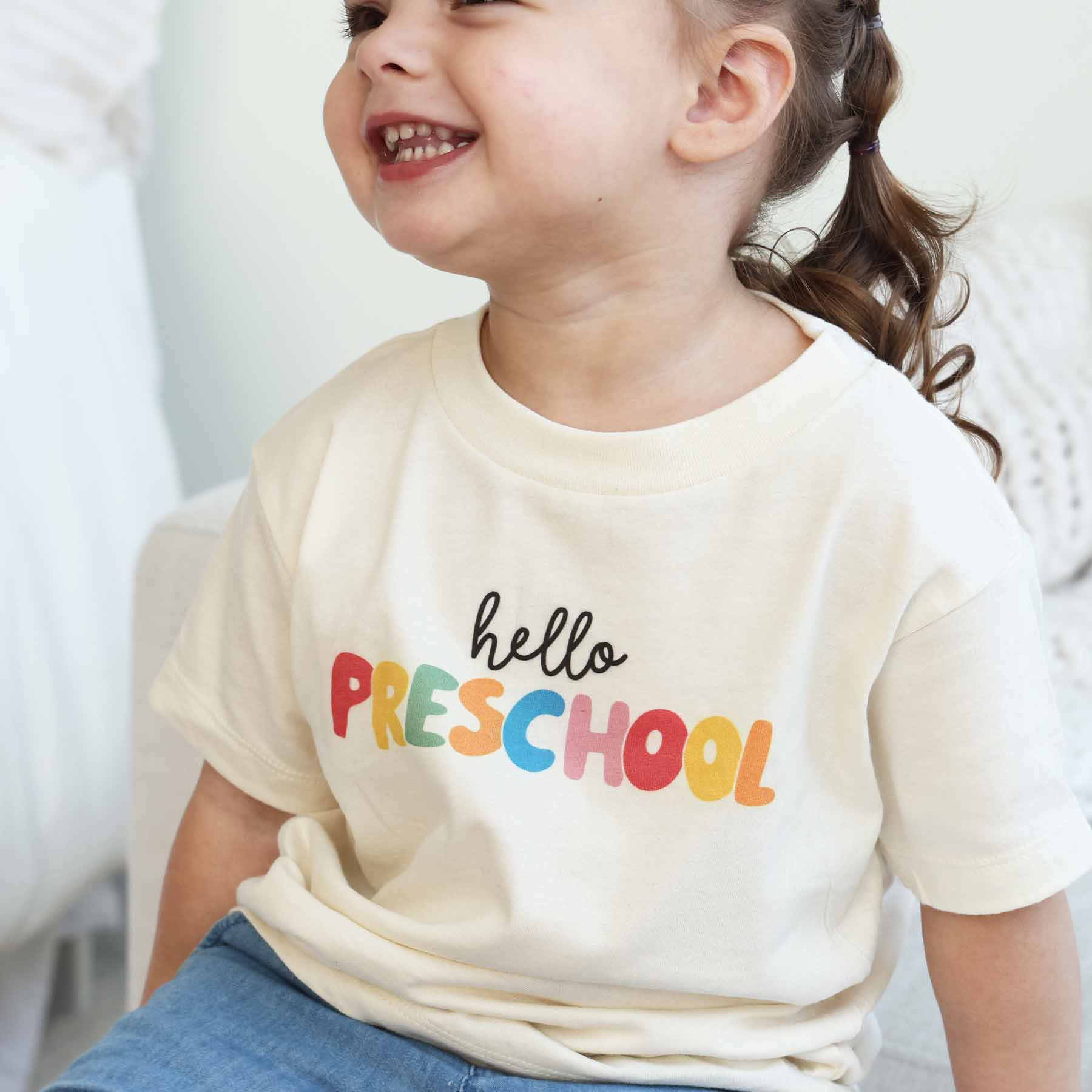  Hello New Grade Kids Graphic Tee | Natural、mySite、layawaytickets