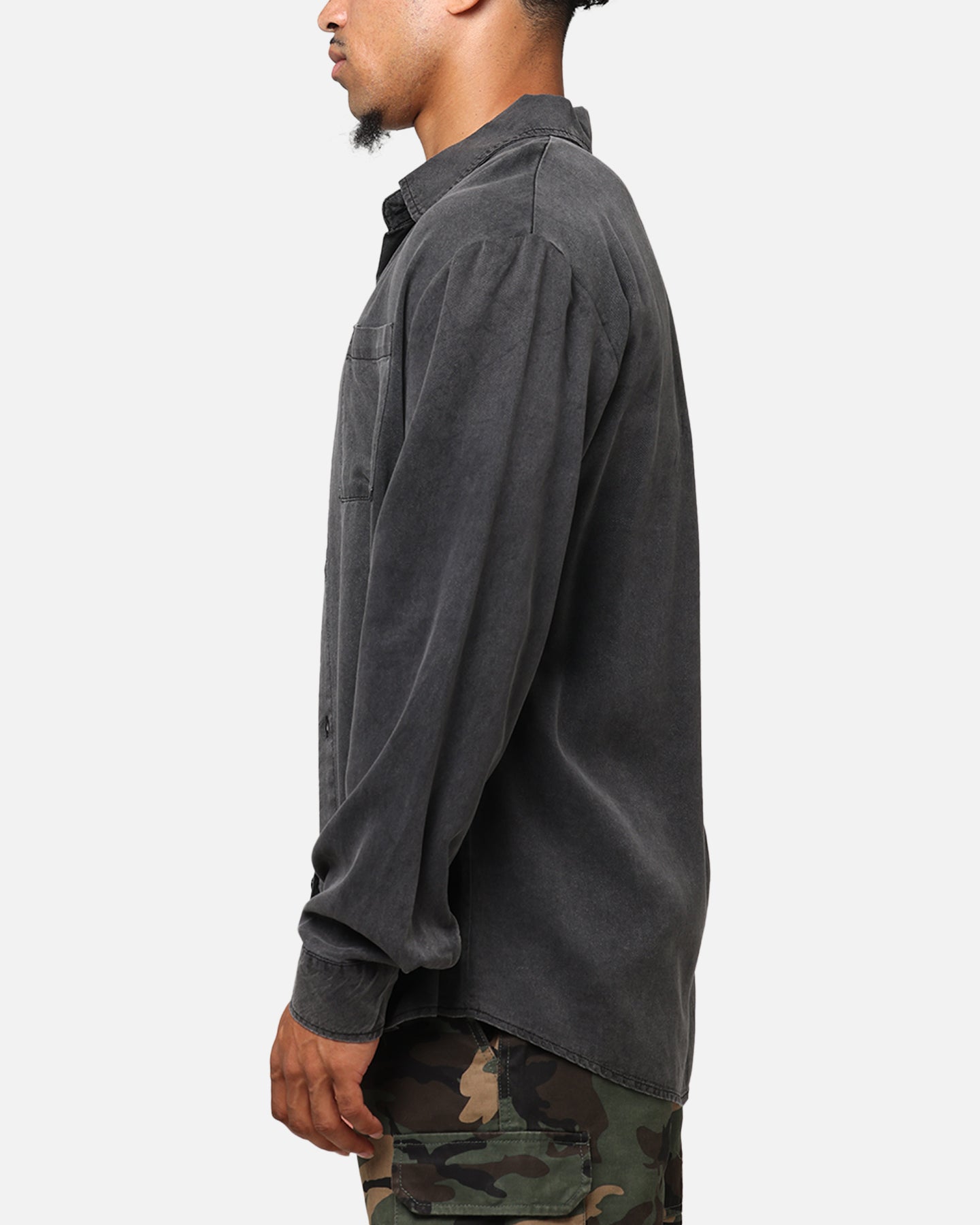 XXIII Acid Wash Button Up Over Shirt Washed Black、mySite、zt4zffjzw