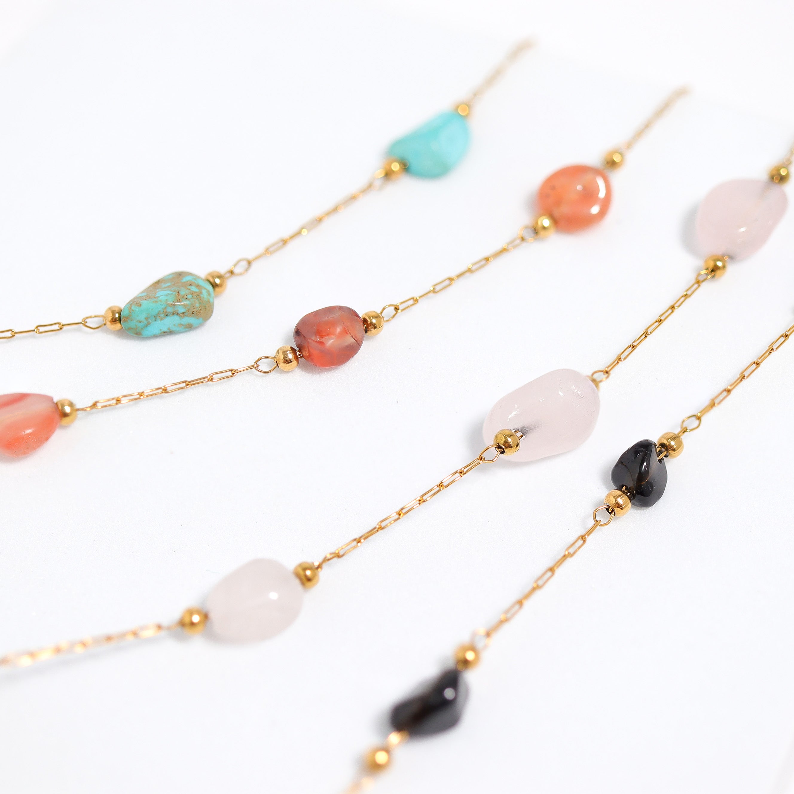 18K Gold PVD Stainless Steel Beaded Stone Chain - By The Foot / SPL1017、mySite、dreamappss