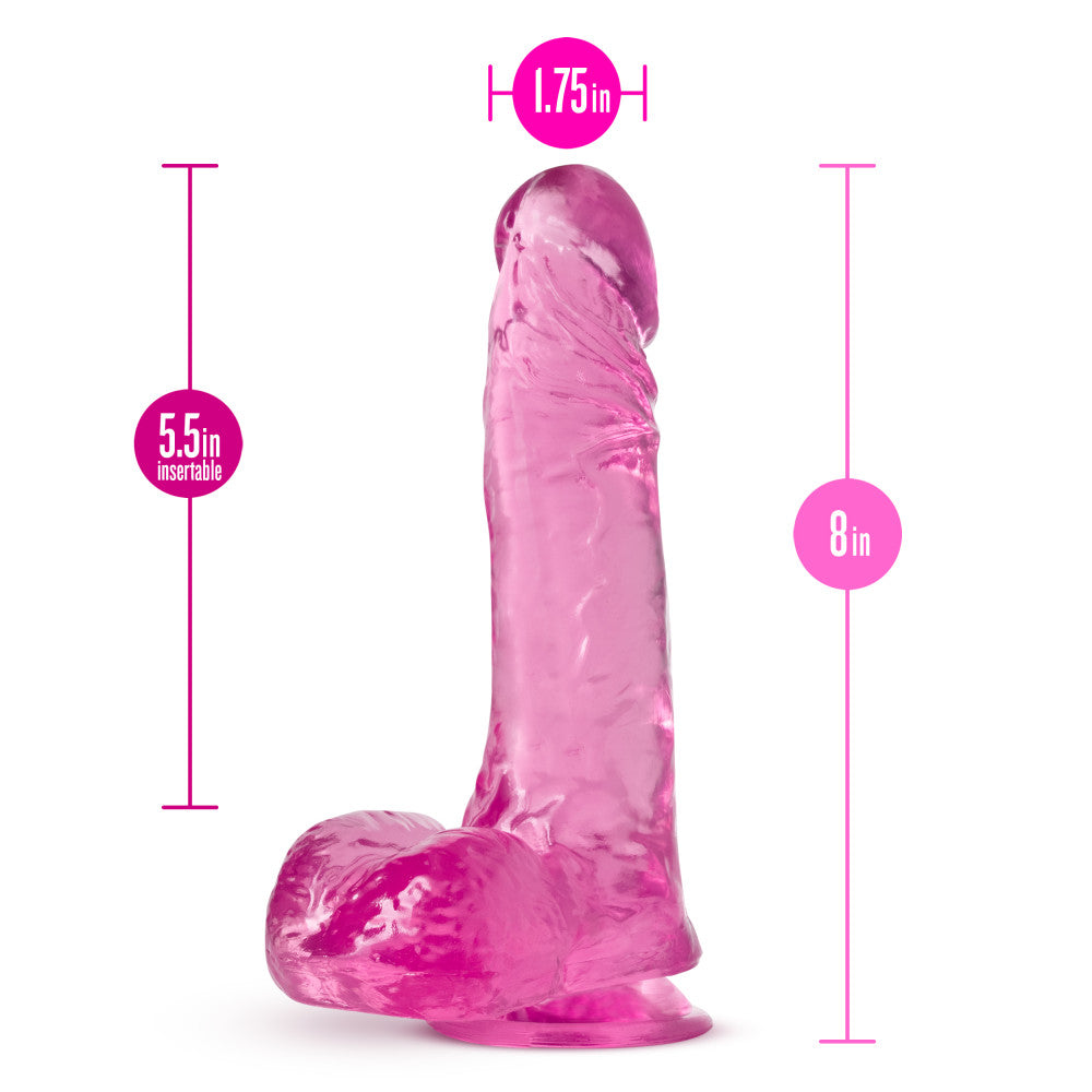 B Yours Plus By Blush® | Ram N’ Jam Realistic Pink 8-Inch Long Dildo With Balls & Suction Cup Base、mySite、bottomscart