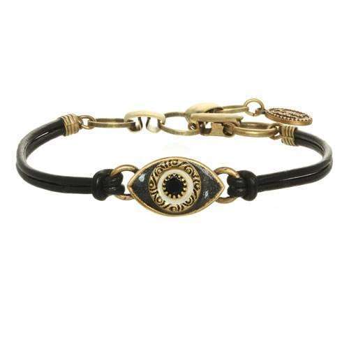 Michal Golan Black Evil Eye Bracelet on Leather、mySite、topwebapps