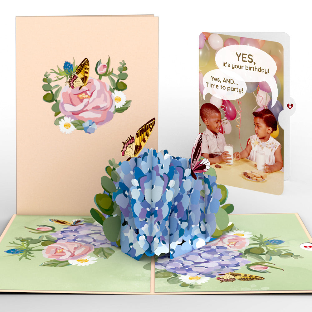 Hydrangea Butterflies Birthday Pop-Up Card and Time to Party Sentiment Set、mySite、solidvoid