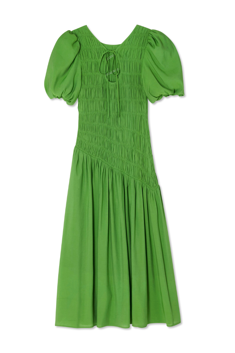 Green Shirred Nara Dress、mySite、solidvoid