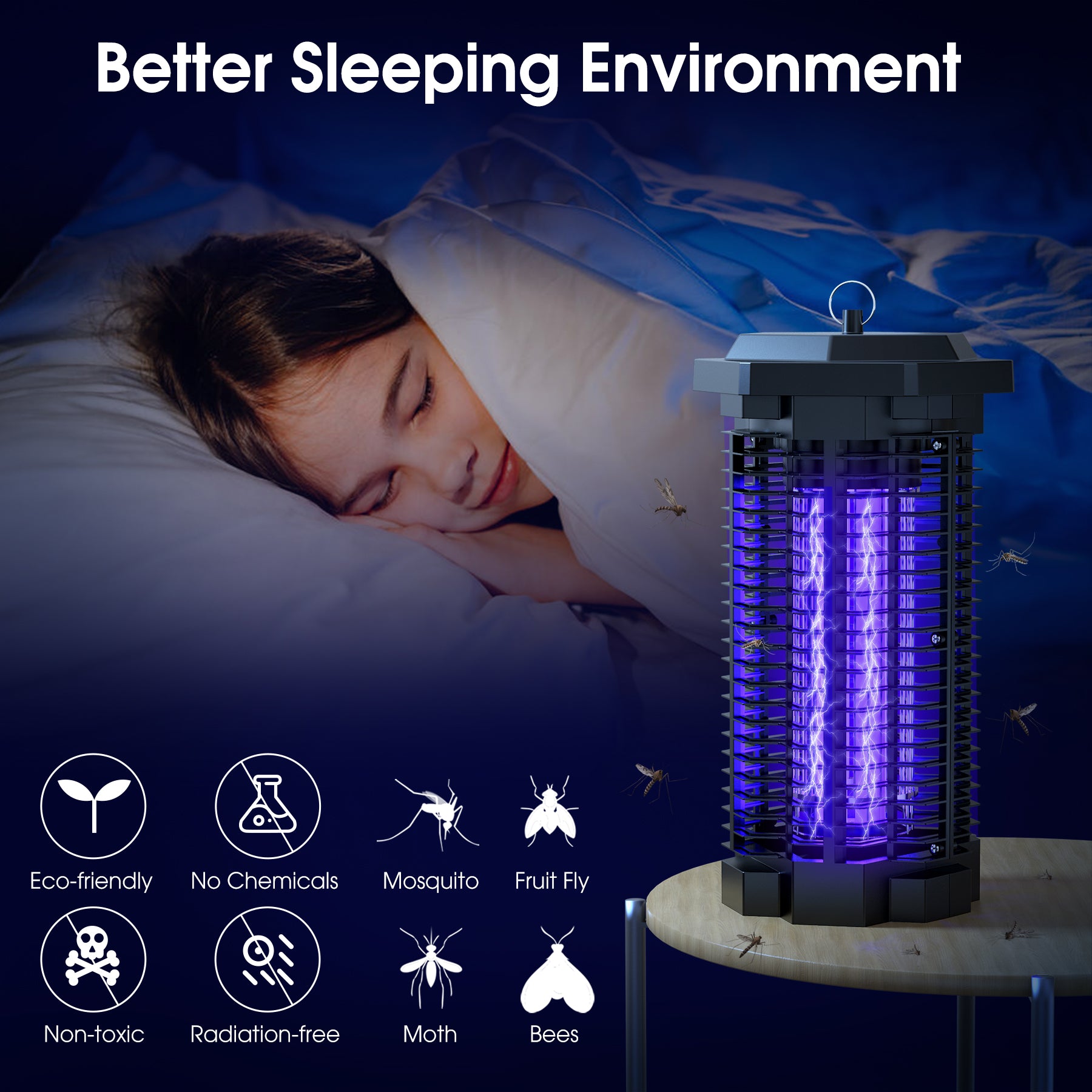 KLOUDIC Bug Zapper for Outdoor and Indoor, 4000V Waterproof High Powered Electric Mosquito Zappers Killer, Insect Fly Trap for Home Backyard Patio、mySite、fannypackpong