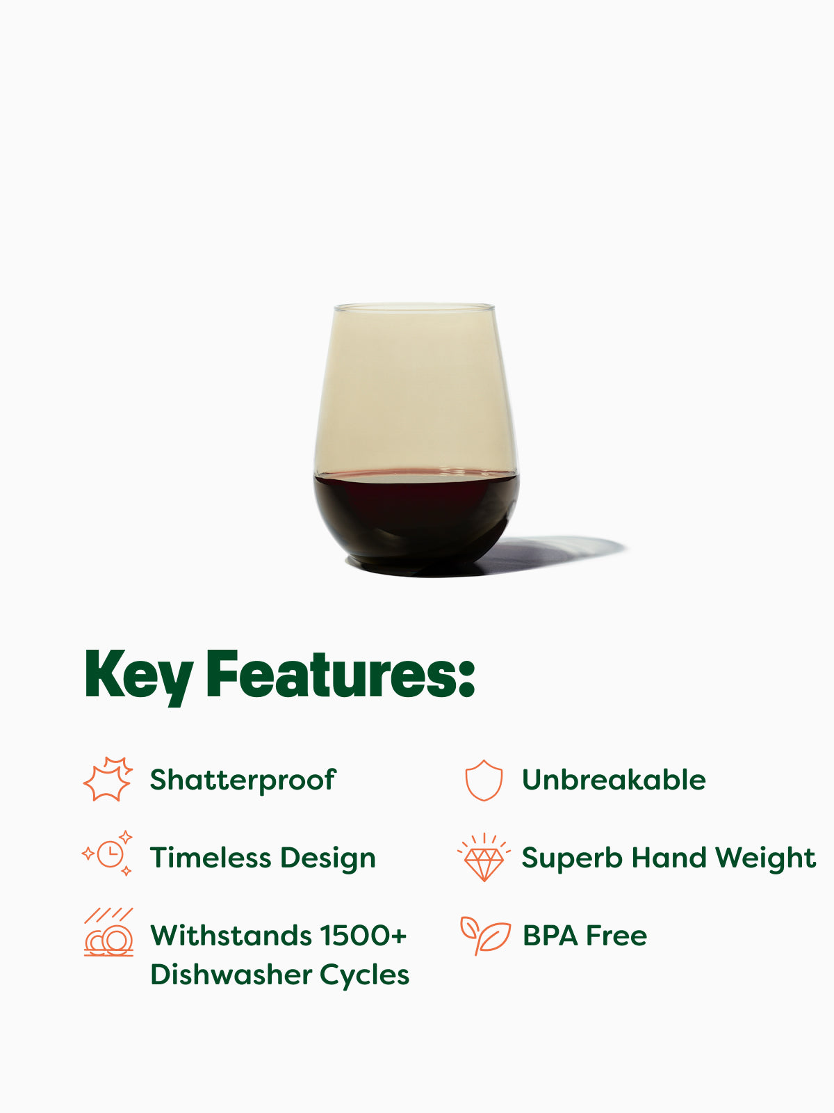 RESERVE 16oz Stemless Wine Color Series Tritan Copolyester Glass Smoke - Bulk、mySite、camillekostekn