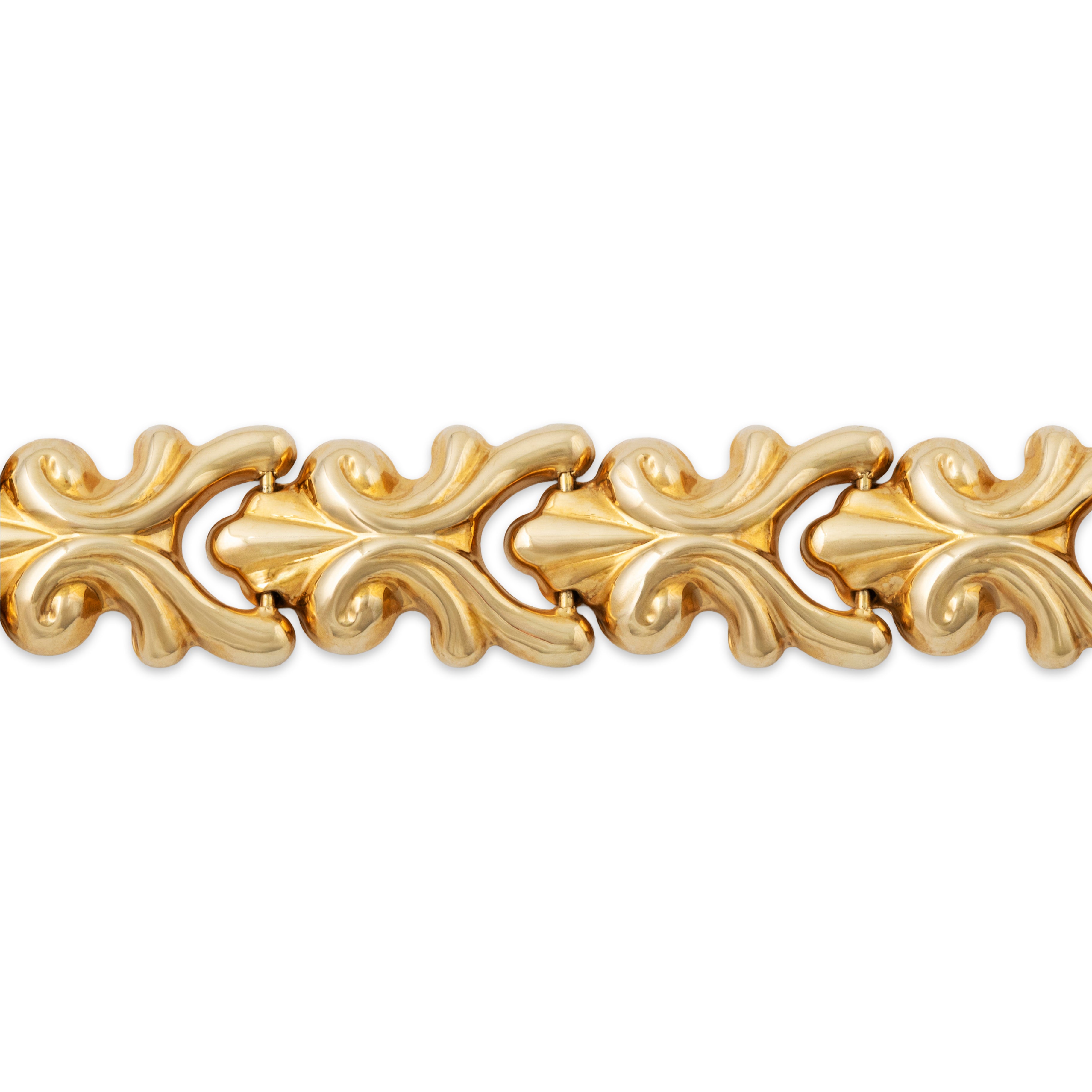 Vintage Italian 14k Yellow Gold Swirl Link Bracelet 7、mySite、hinf8tx79