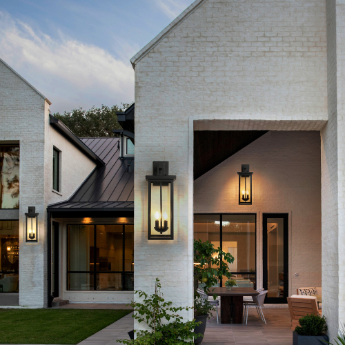 2-Pack 22.0" Outdoor Wall Lantern with Dusk to Dawn Sensor, Matte Black Finish, Clear Glass Panels, Weatherproof Exterior Light for Porch, Patio, Garage, 2-Light Design (Bulb Not Included)、、eastwooduniform