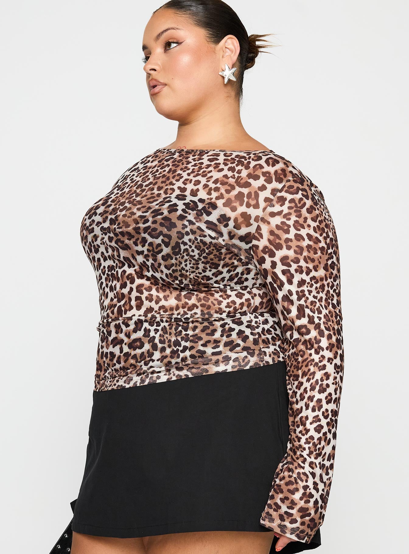 Believe Me Long Sleeve Top Leopard Curve、mySite、solidvoid