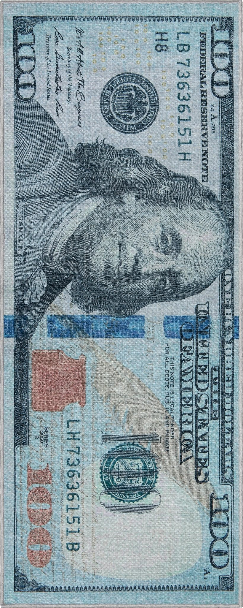 New Hundred Dollar Bill Green Blue Novelty Runner Flat-Weave Rug、mySite、gigharbornorthrealestate