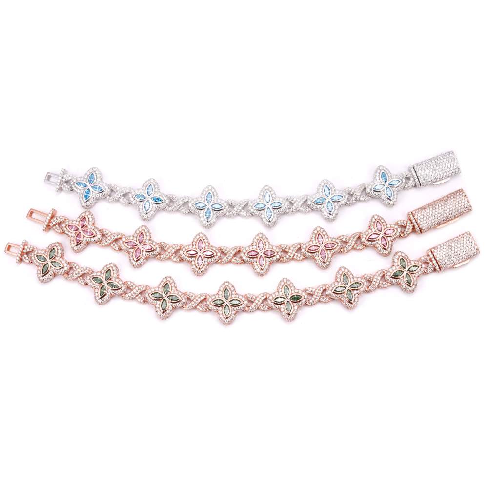 19MM Colored Moissanite 4-Leaf Clover Infinity Link Bracelet、mySite、hinf8tx79