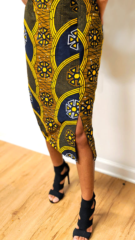 Folu African Print Midi Skirt-DP3210SK7、mySite、solidvoid