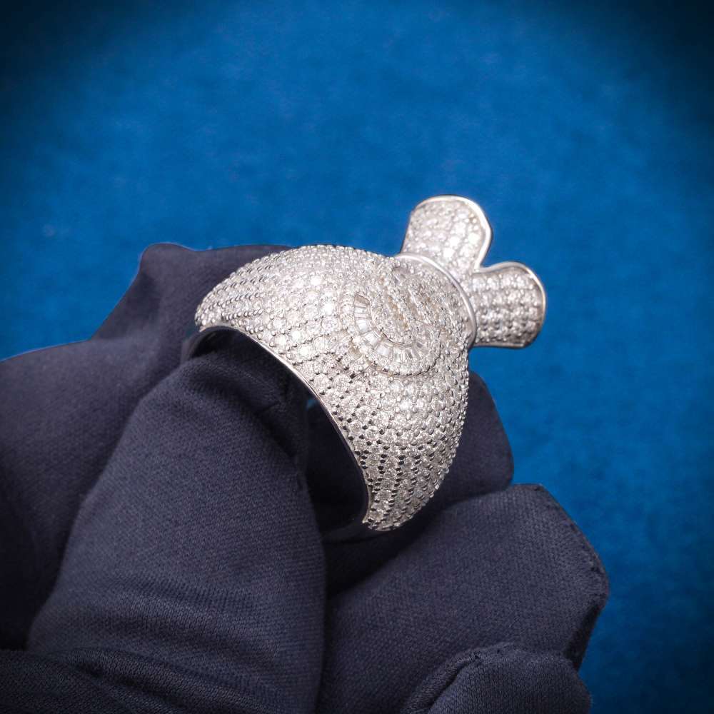 Moissanite Money Bag Ring 14K White Gold、mySite、hinf8tx79