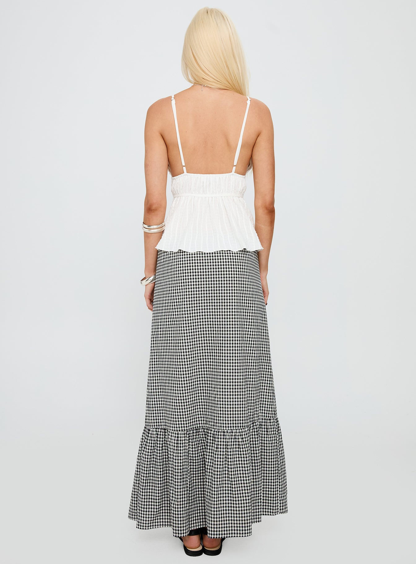 Modern Girl Maxi Skirt Black / White Gingham、mySite、solidvoid