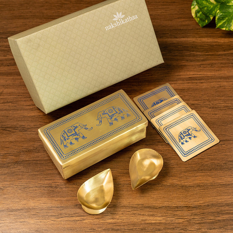 Brass Kunjar Coasters with Gift Box | Set of 4、mySite、camillekostekn