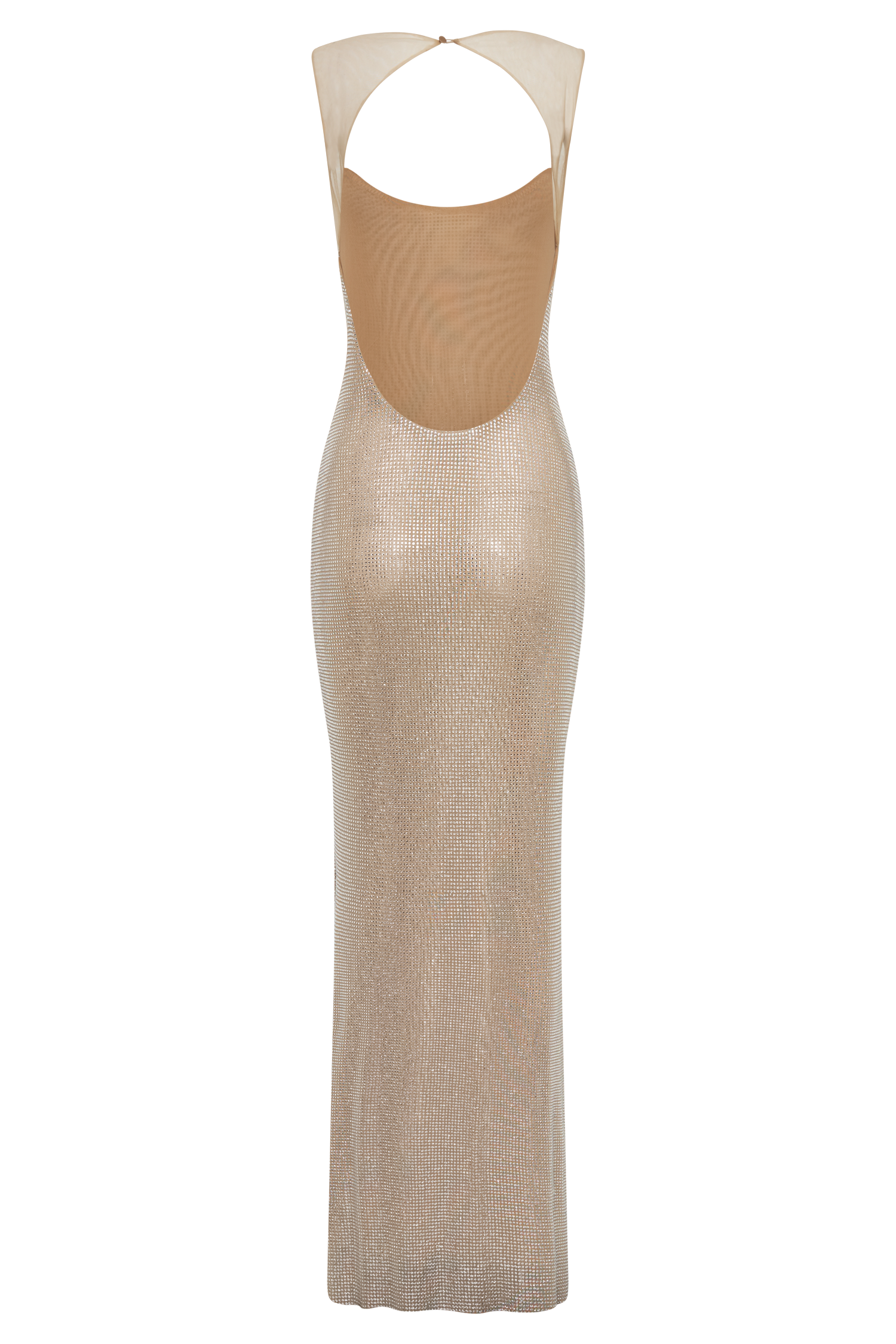 Jasmyn Hot Fix Maxi Dress With Mesh Back - Nude、mySite、solidvoid