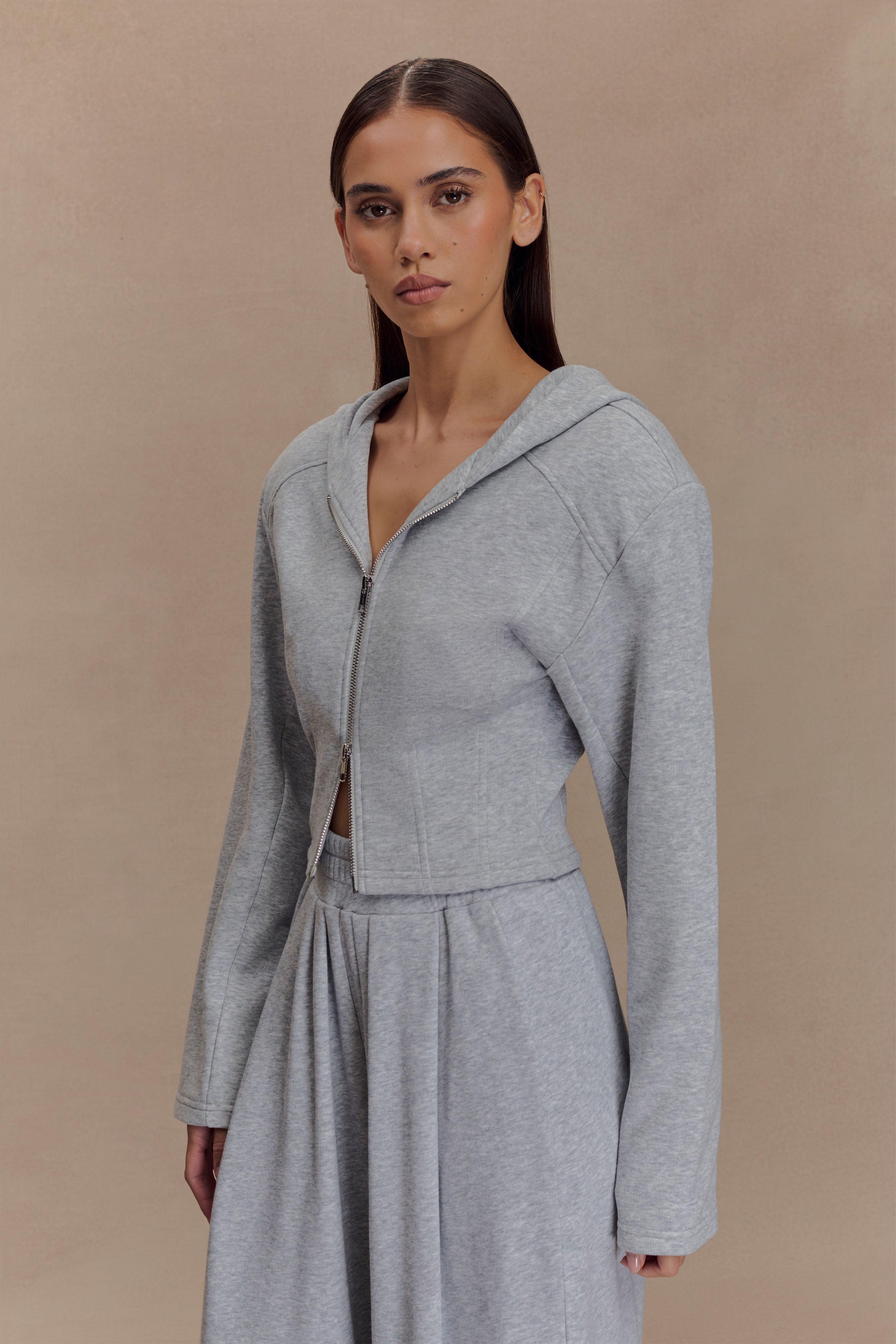 Quinn Zip Up Hoodie - Light Grey Marle、mySite、solidvoid