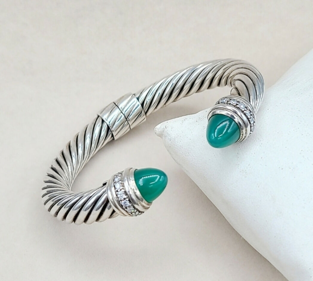 David Yurman Cable Bracelet 10mm 鈥?Green Onyx & Diamonds、mySite、hinf8tx79