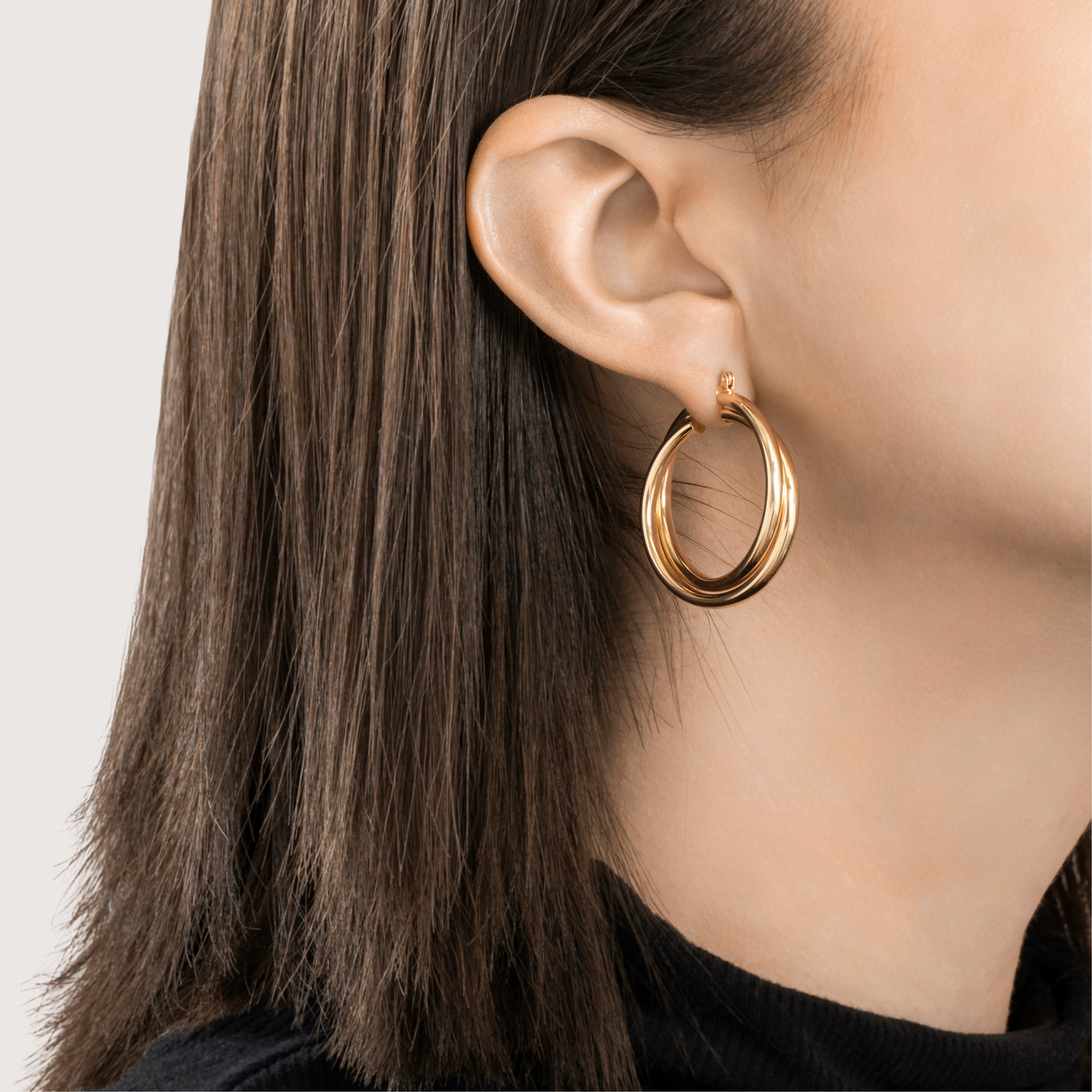 Vintage 14k Yellow Gold Twisty Tubes Hoop Earrings、mySite、hinf8tx79