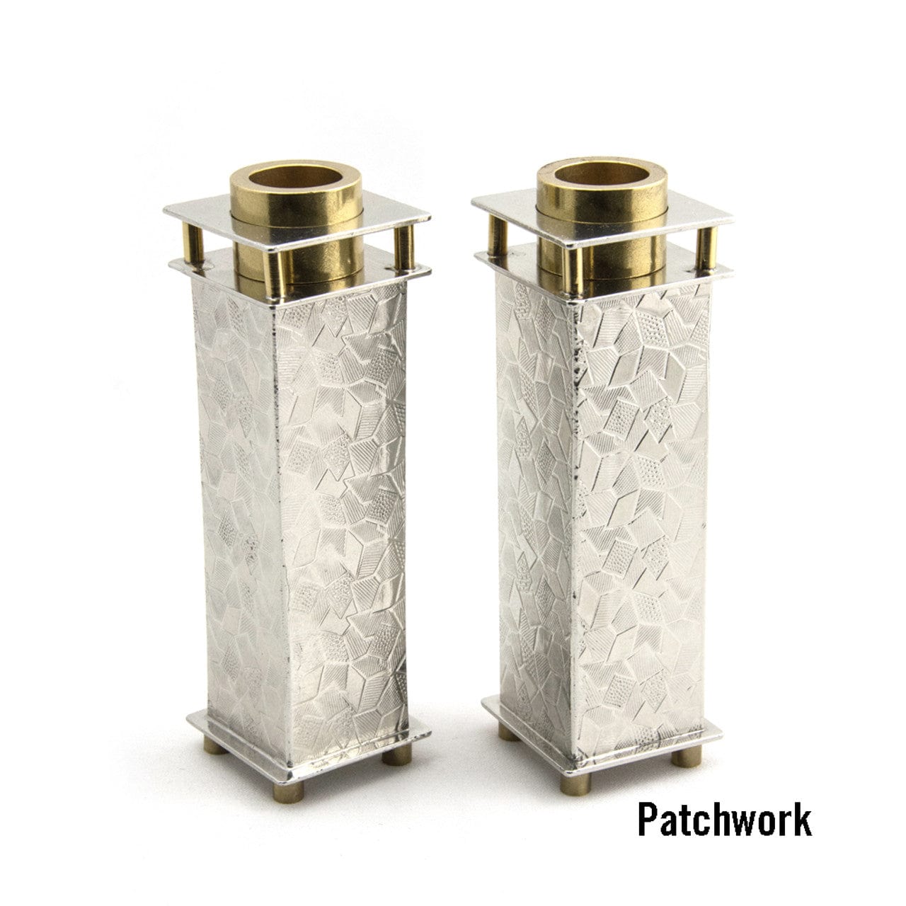 Commemorative Shabbat Candle Holders with Brass Tray by Joy Stember - (Choice of Pattern)、mySite、topwebapps