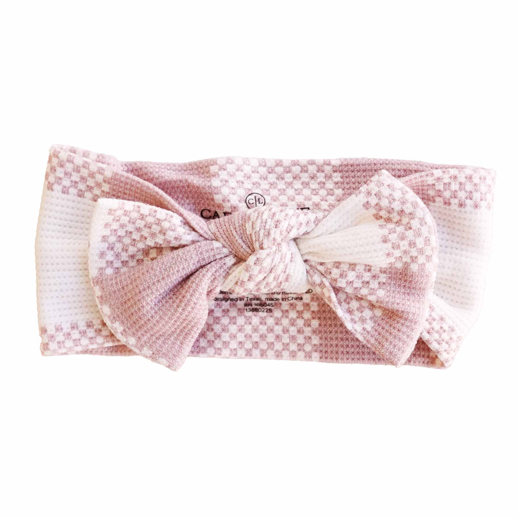  Big Check Bamboo Waffle Knit Large Bow Headwrap | Rosy、mySite、layawaytickets