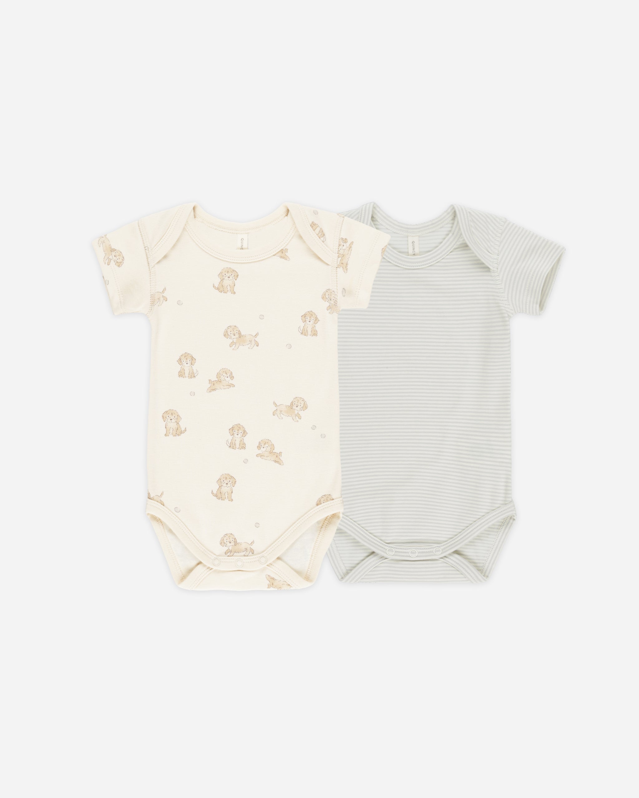 Short Sleeve Bodysuit, 2 Pack || Puppies, Sky Micro Stripe、mySite、layawaytickets