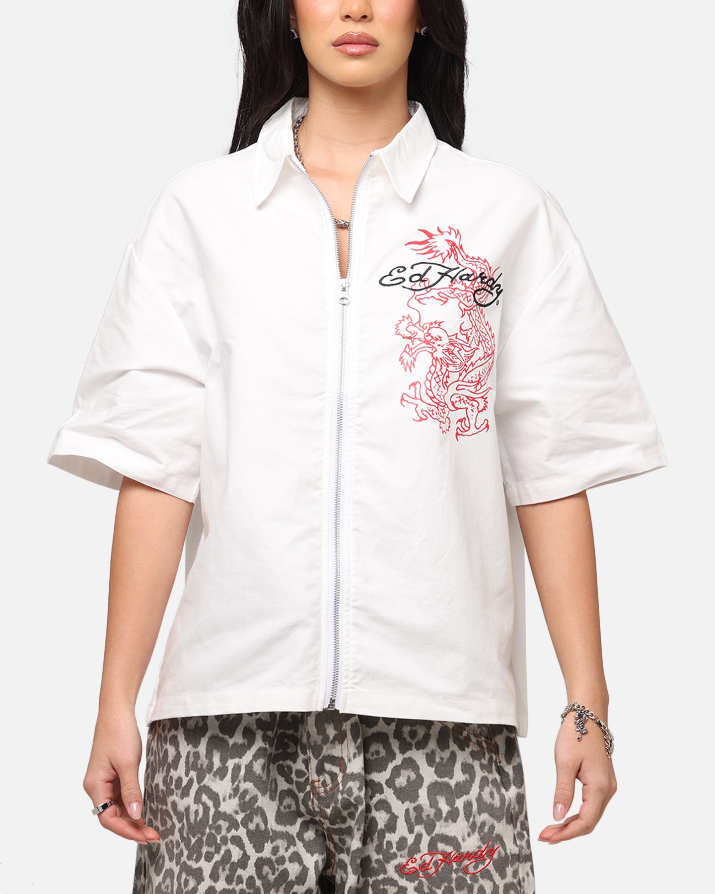 Ed Hardy Dragon Zip Shirt Off White、mySite、zt4zffjzw