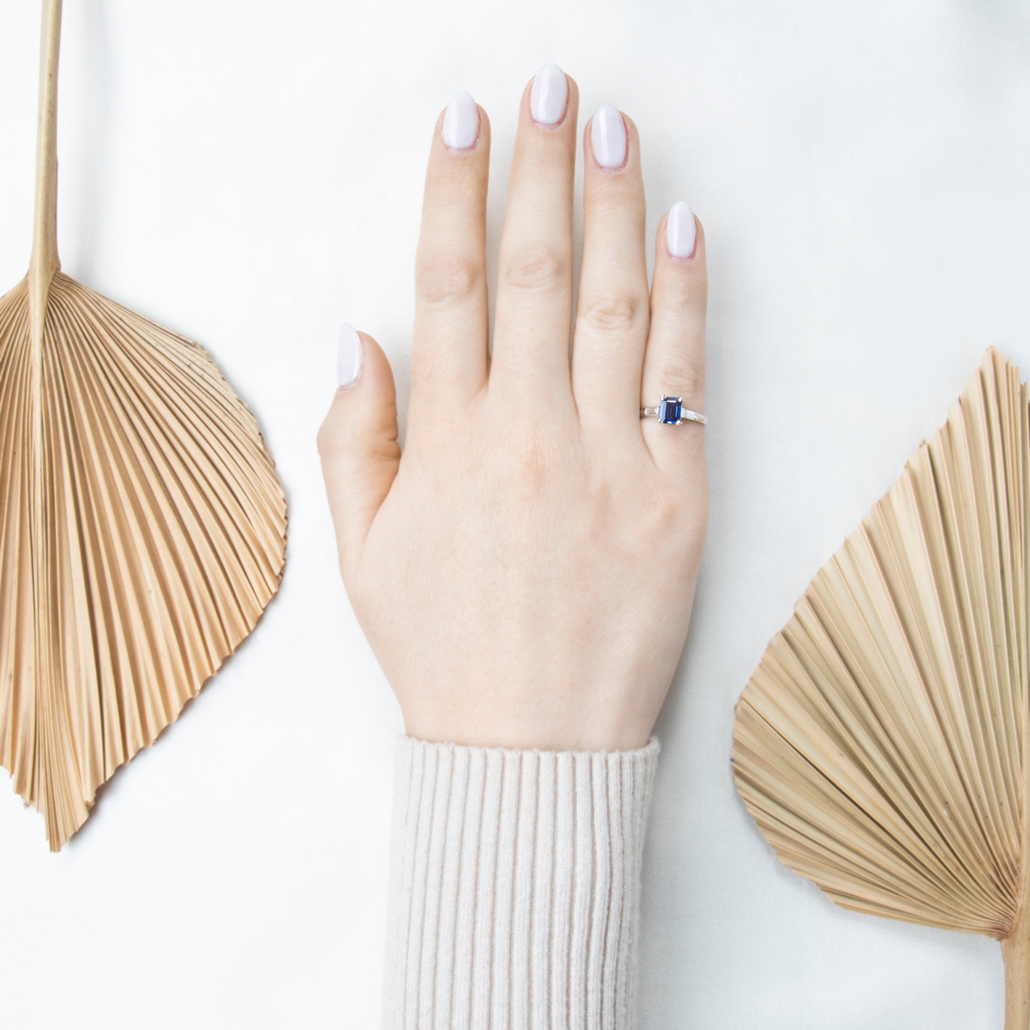 Vintage Refined Platinum Blue Sapphire Diamond Ring 5.75、mySite、hinf8tx79