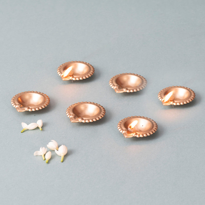 Brass Diya Set | Floral Design | Golden | Set of 6、mySite、camillekostekn