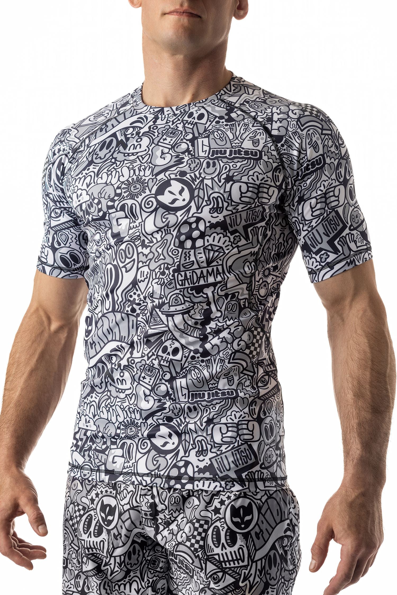 Men's Wotto Doodle Jiu Jitsu Rashguard - Short Sleeve、mySite、gigharbornorthrealestate