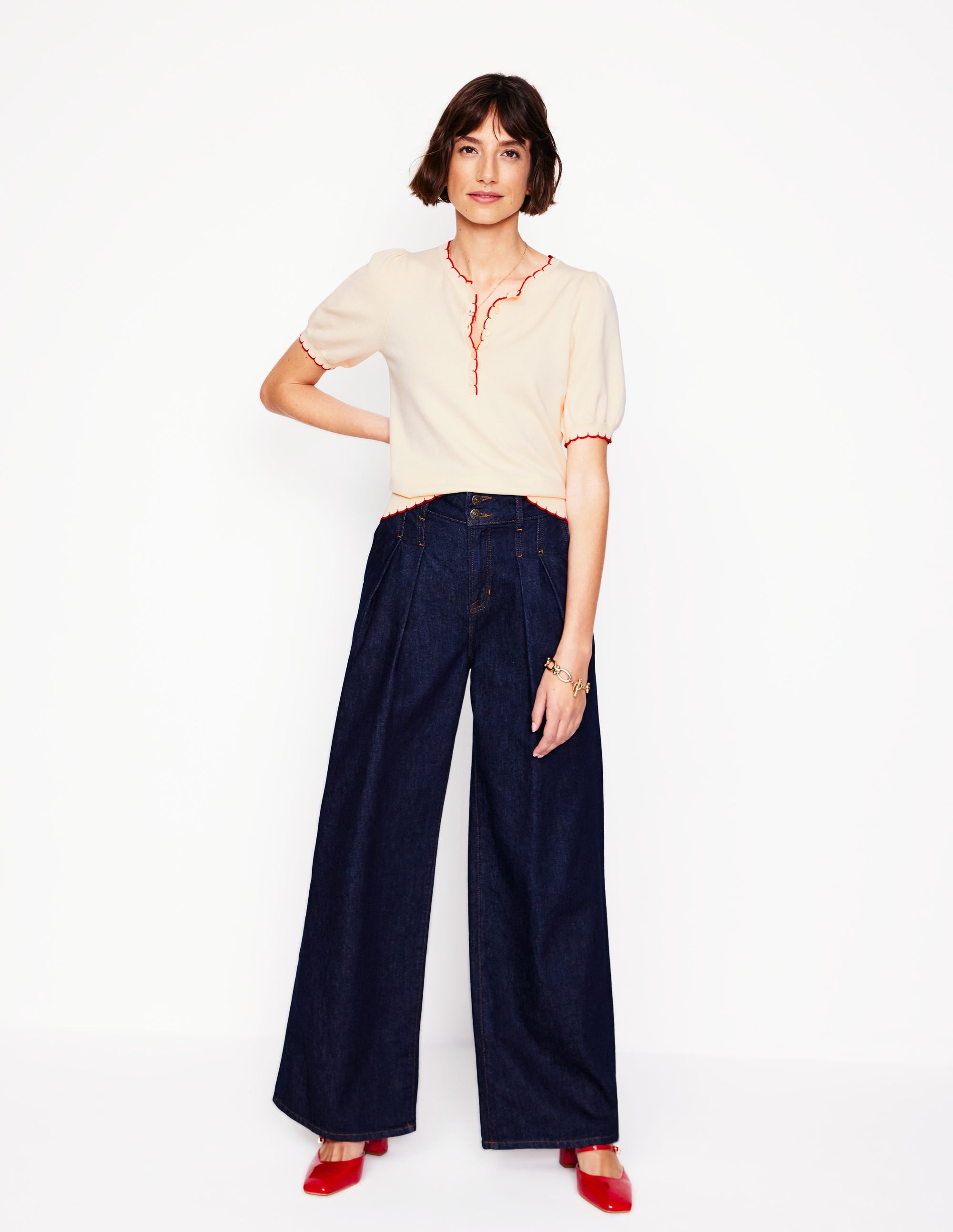  Pru Scallop Trim T-shirt-Warm Ivory、mySite、ashleygrahame