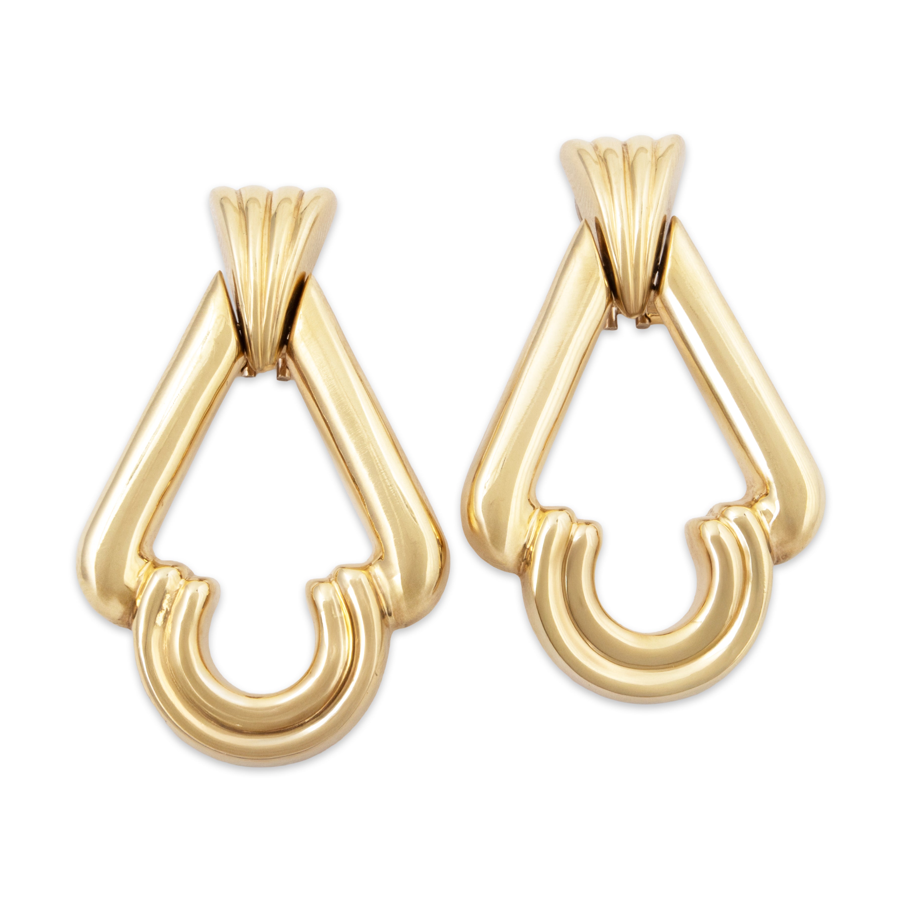 Vintage Huge Italian 14k Yellow Gold Modernist Earrings、mySite、hinf8tx79