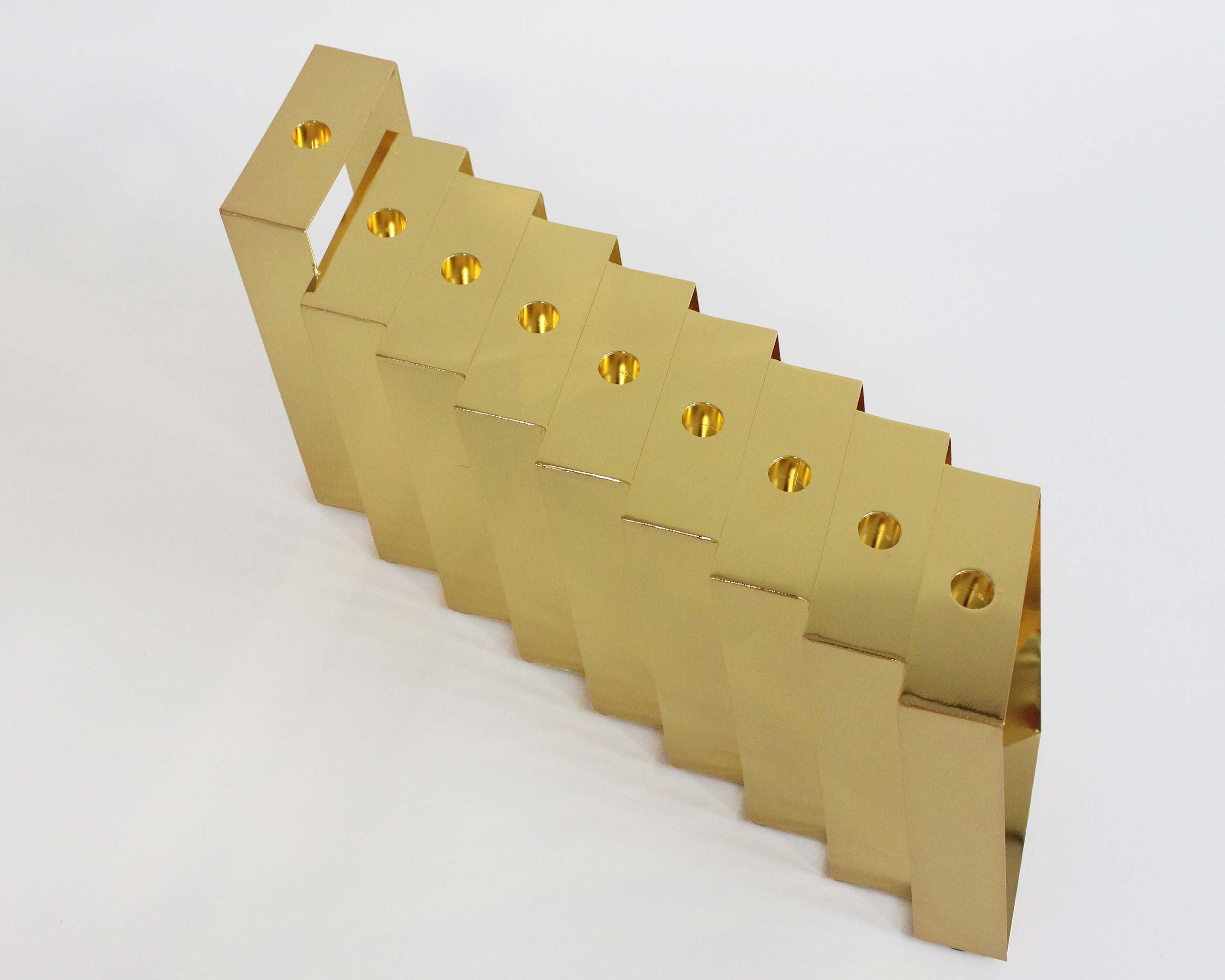 Modern Gold Coated Menorah - Oil or Wax Candles、mySite、topwebapps