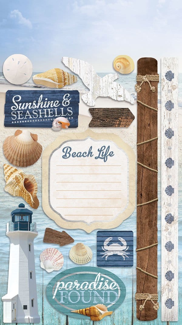  Scrapbook Stickers - Beach Multipack、mySite、ghnorth