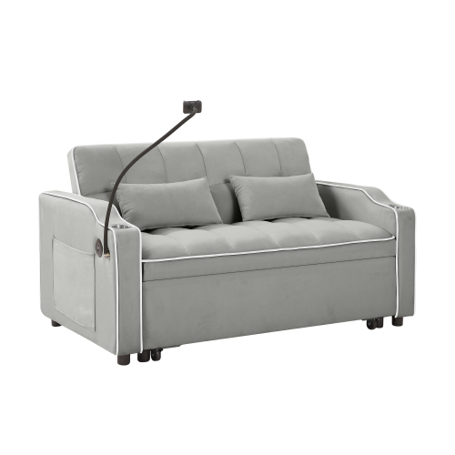 1 versatile foldable sofa bed in 3 lengths, modern sofa sofa sofa velvet pull-out bed, adjustable back and with USB port and ashtray and swivel phone stand (black)、、casual