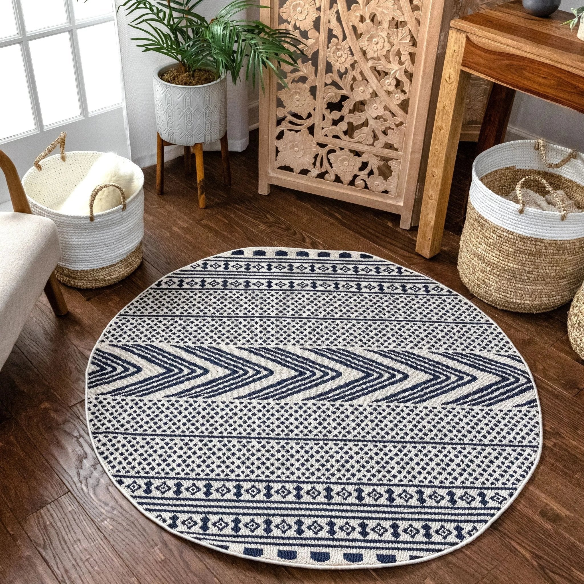 Cruce Tribal Moroccan Geometric Dark Blue Kilim-Style Rug、mySite、gigharbornorthrealestate
