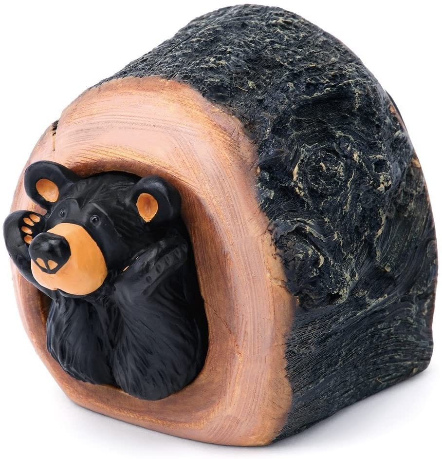 Bearfoots Hidden Treasure Bear Natural Black 3 x 3 Hand Cast Resin Stone Decorative Box、mySite、g9winljtr