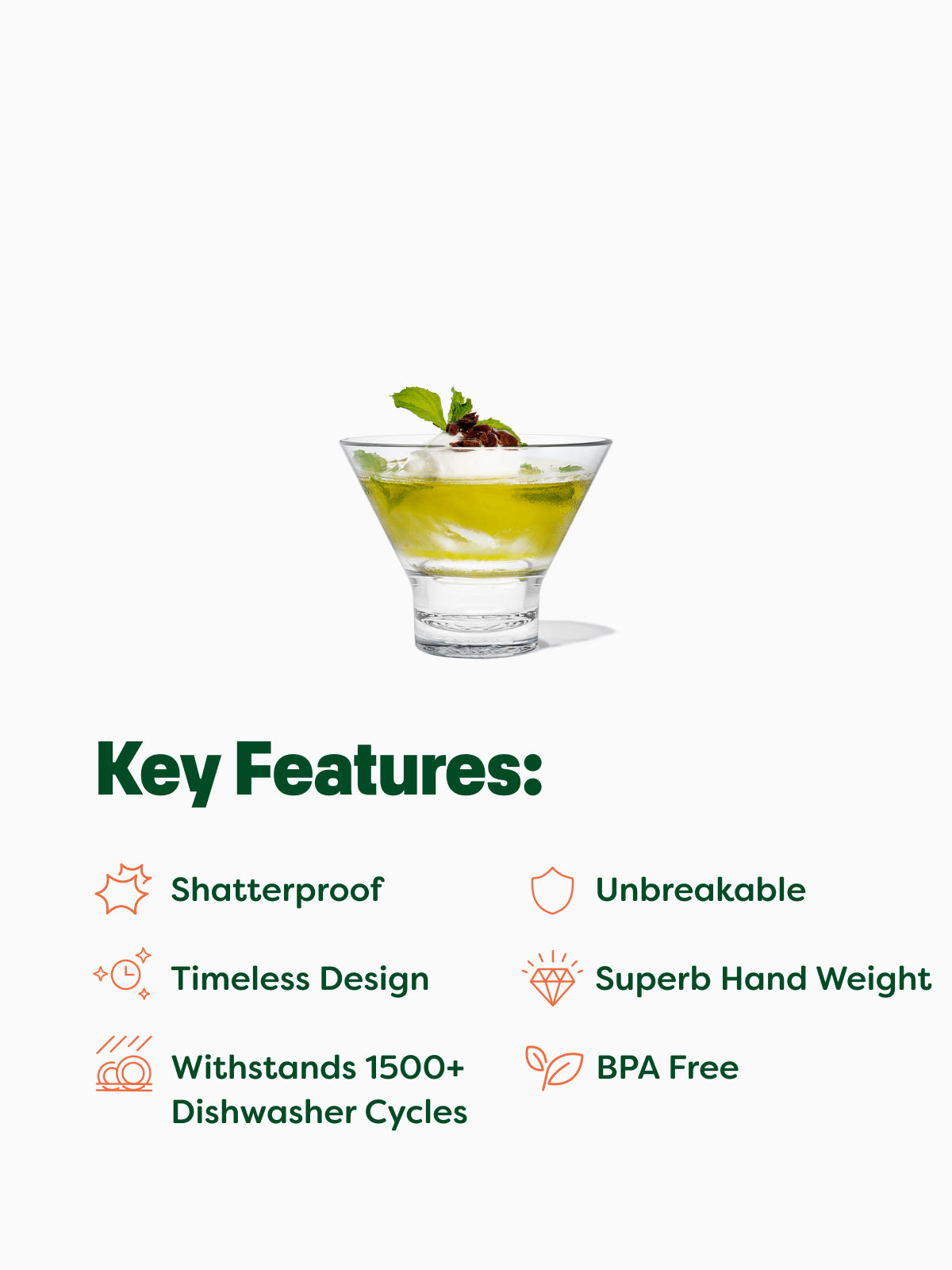 RESERVE 8oz Stemless Martini Tritan Copolyester Glass - Bulk、mySite、camillekostekn