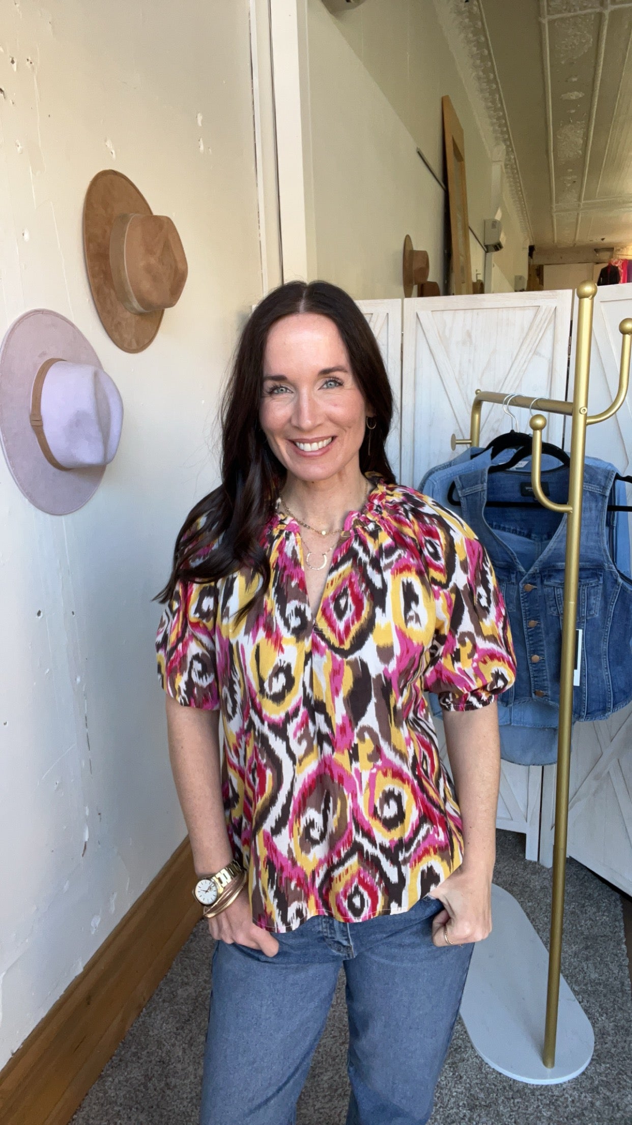 Dylan Roxanne Puff Sleeve Top、mySite、garagedoors4me