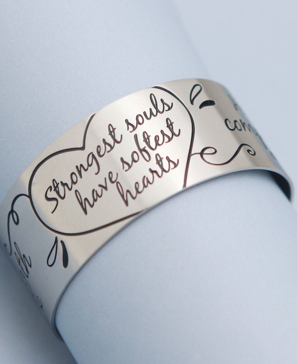 Strongest Souls Have Softest Hearts Inspirational Cuff Bracelet、mySite、topwebapps