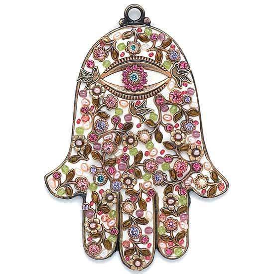 Michal Golan Wall Hamsa with Pink and Lavendar Floral Pattern、mySite、topwebapps