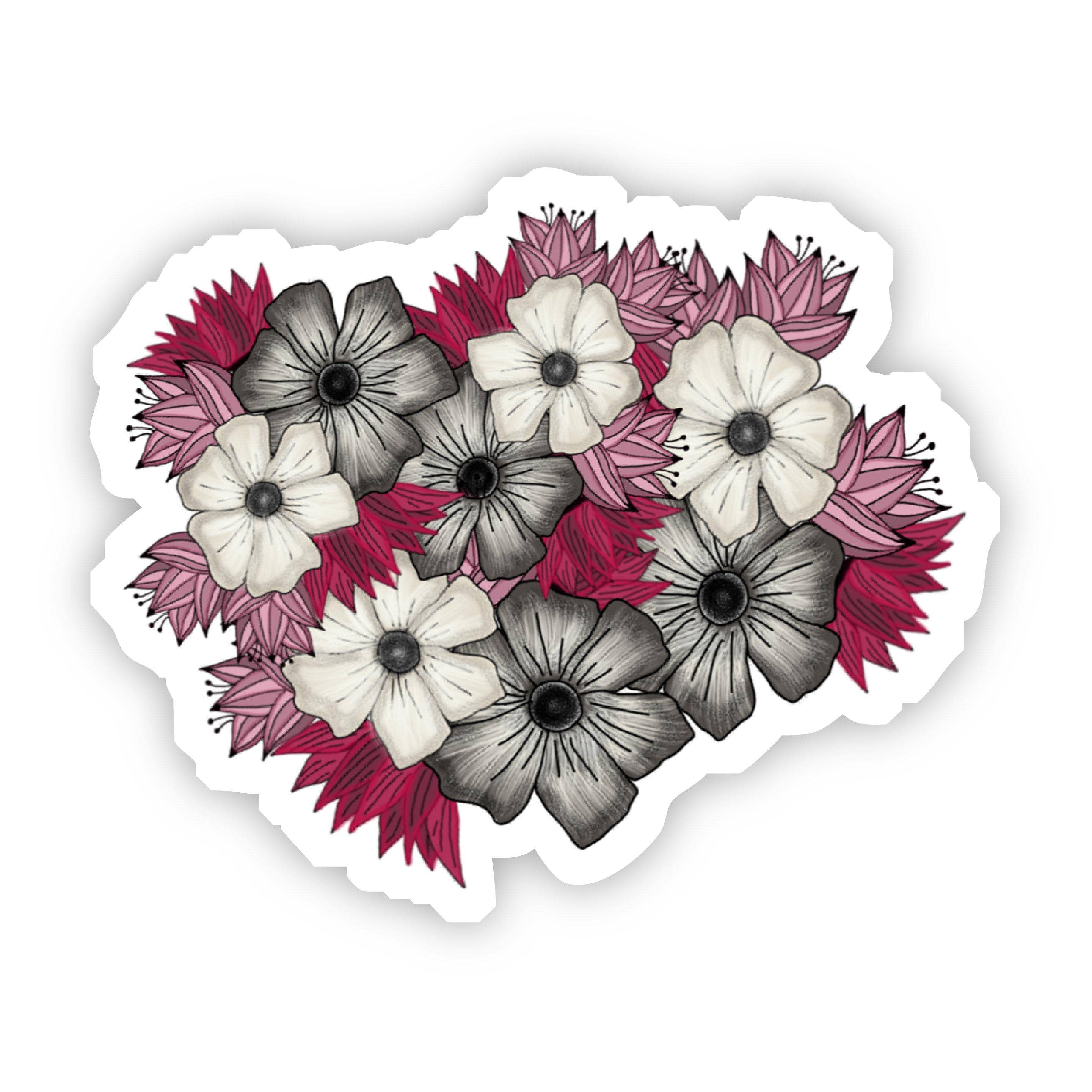  White, Red & Black Floral Sticker、mySite、elrpsem3k