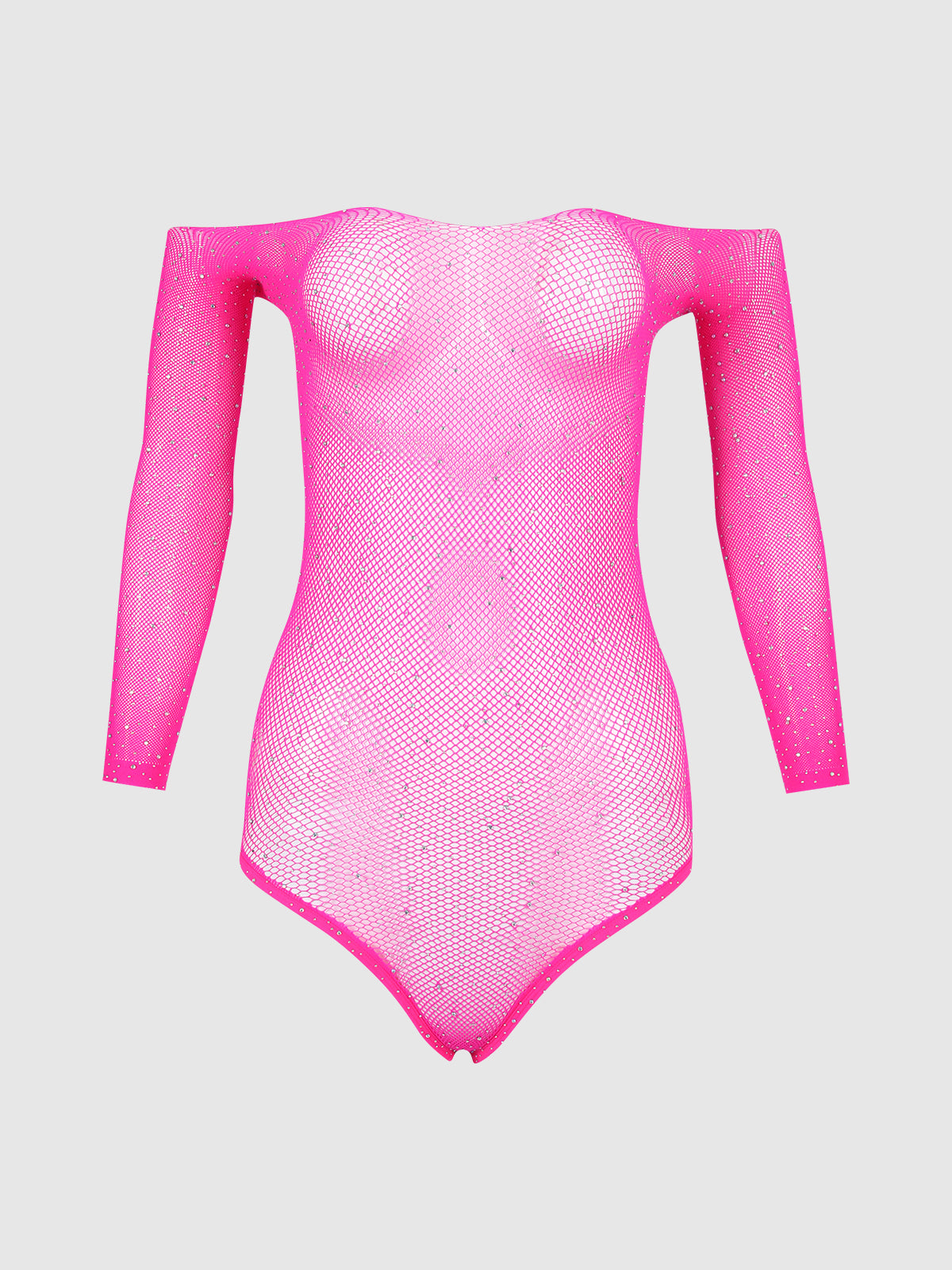 Fine Fishnet & Rhinestone Long Sleeve Teddy Bodystocking、mySite、bengalsvssteelers