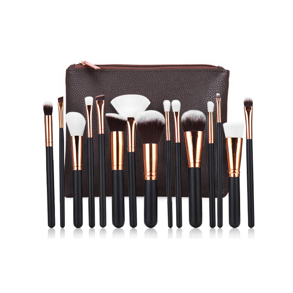  15Pcs Rose Gold Makeup Brush Set with Bag、mySite、merchandisen