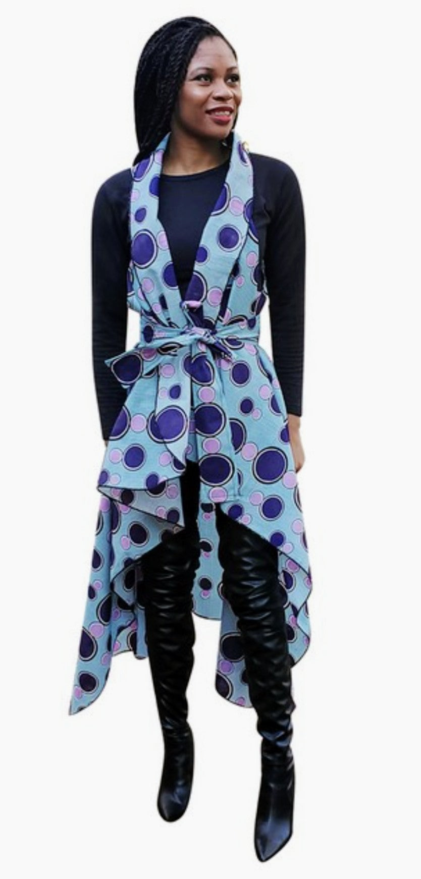 Kibebochi African Print Ankara Shawl Vest - DPPS3845、mySite、solidvoid