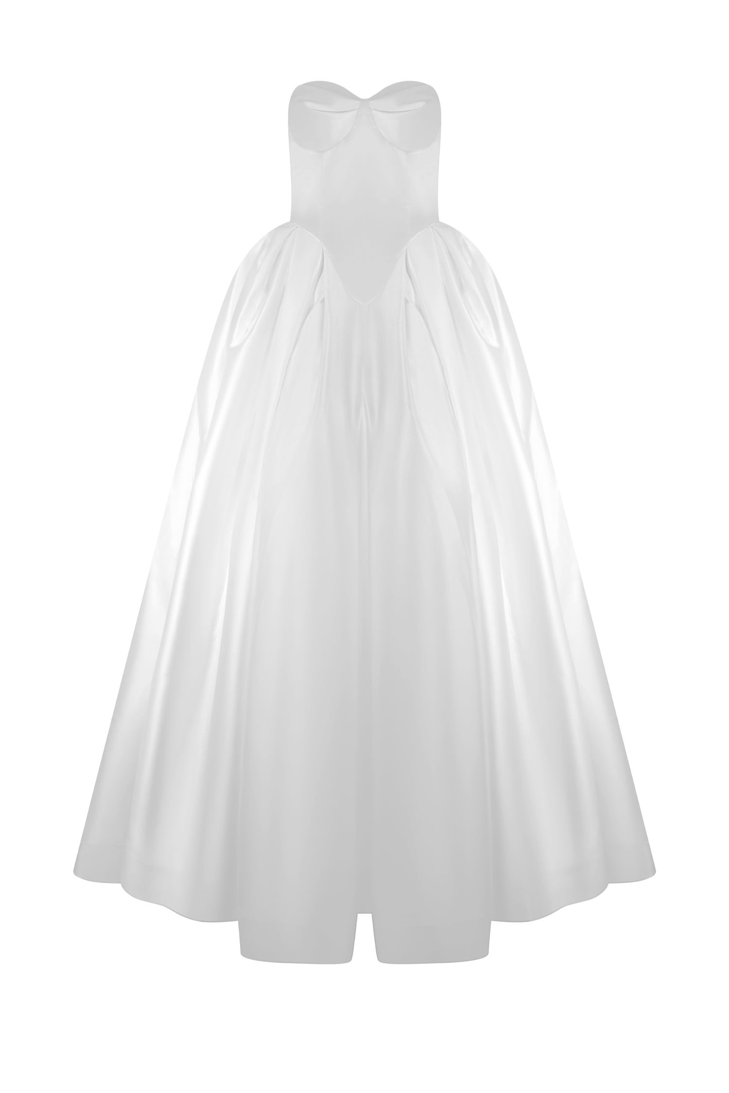 Delphine Satin Strapless Maxi Gown - White、mySite、solidvoid
