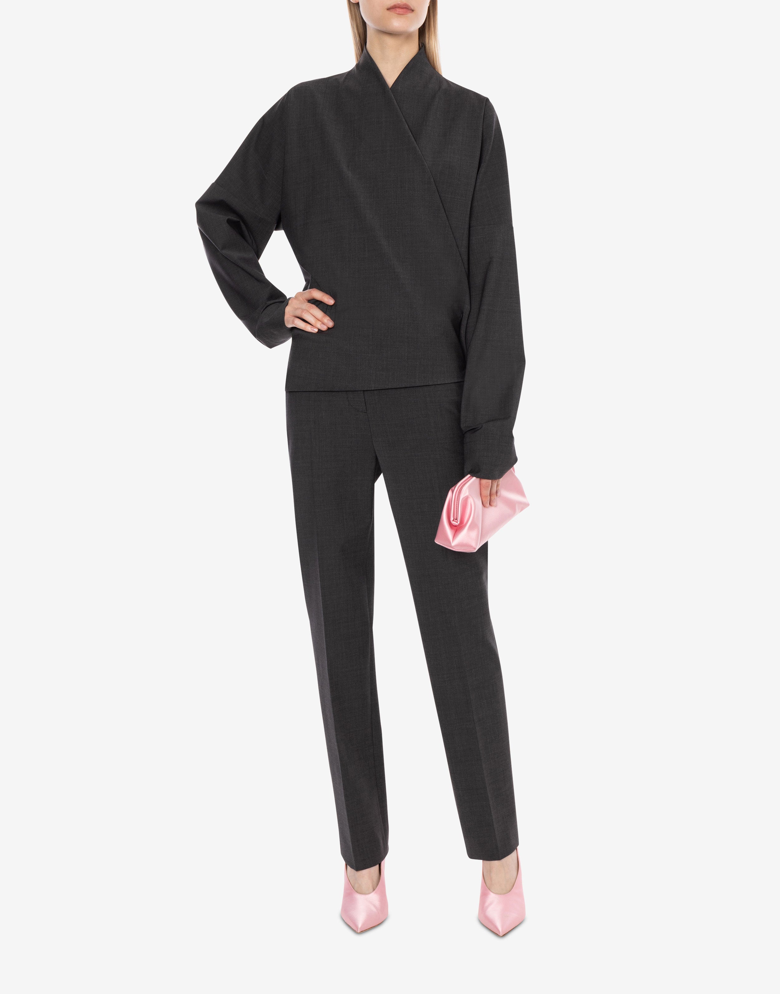 Blusa incrociata in fresco lana、mySite、aoinhome