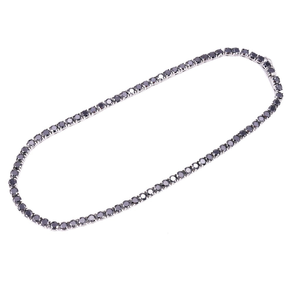 Black Diamond Tennis Chain 14K Solid White Gold | 5MM、mySite、hinf8tx79