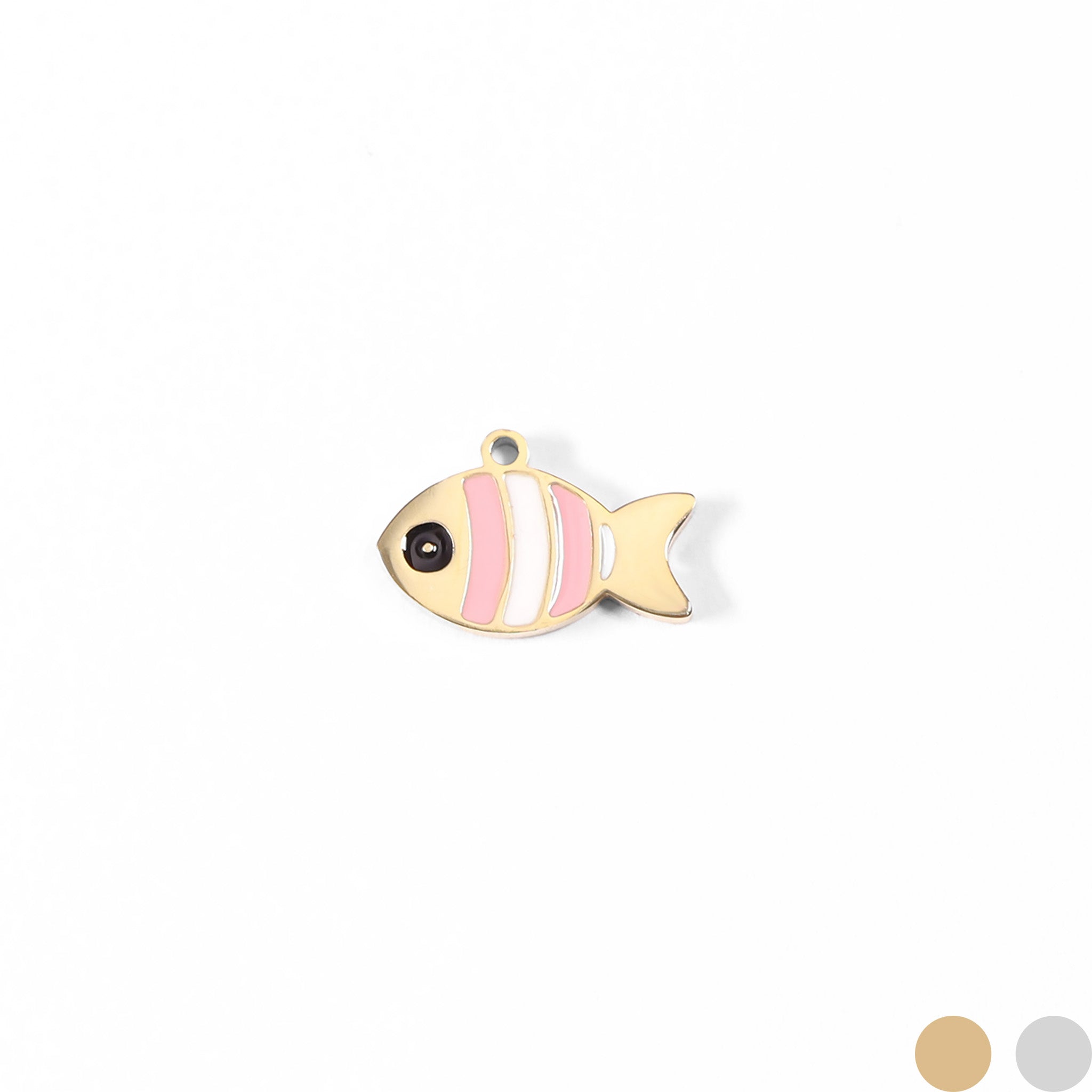 18K Gold PVD Stainless Steel Epoxy Pink And White Fish Charm / PDL0066、mySite、dreamappss